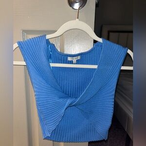 Twist Cropped Tank Top in Blue
